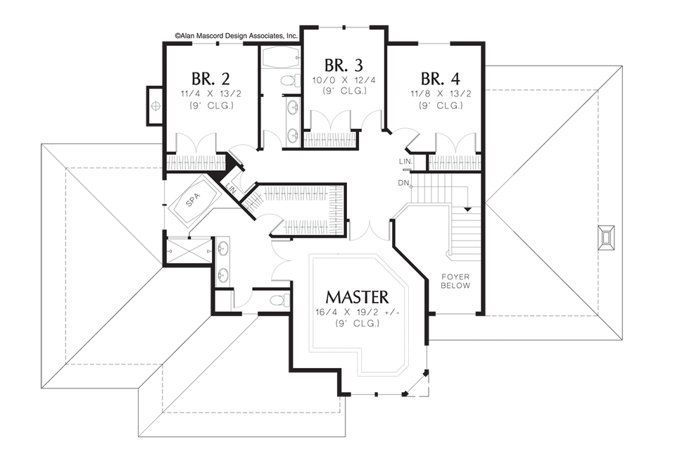 Upper Floor Plan image for Mascord Sterlington-5 Bedroom Contemporary Plan-Upper Floor Plan