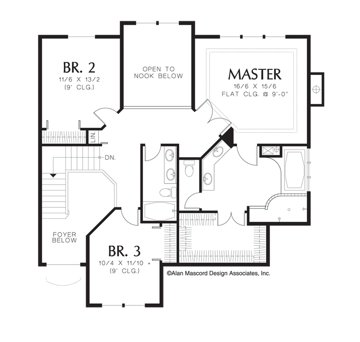 Upper Floor Plan image for Mascord Silverston-French Doors Abound in this Prairie Style Plan-Upper Floor Plan