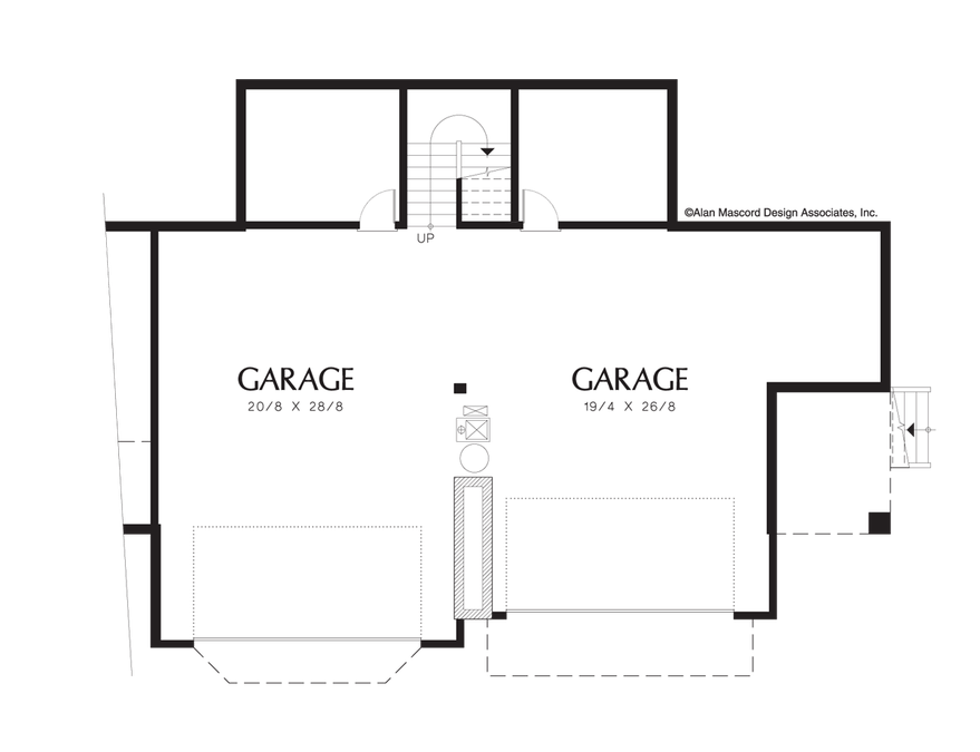 Lower Floor Plan image for Mascord Ridgecrest-Steeply Sloped Lot Plan with 4 Car Garage-Lower Floor Plan