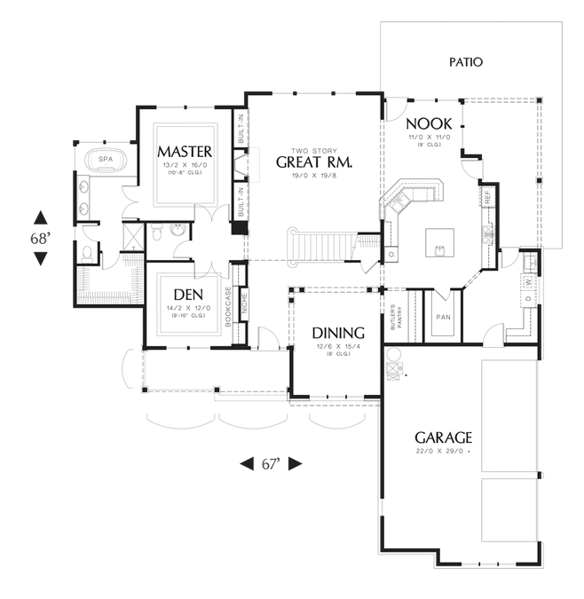 Main Floor Plan image for Mascord Sumner-Elegant and Comfortable 3 Bedroom Plan-Main Floor Plan