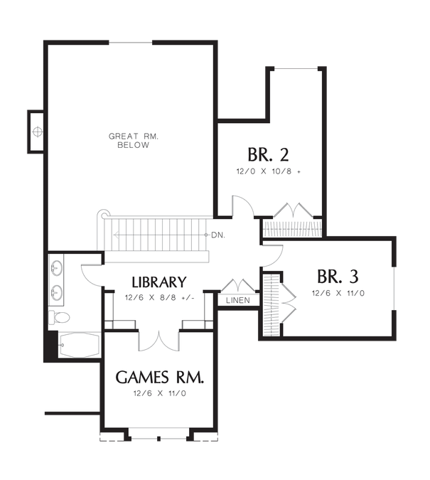 Upper Floor Plan image for Mascord Sumner-Elegant and Comfortable 3 Bedroom Plan-Upper Floor Plan