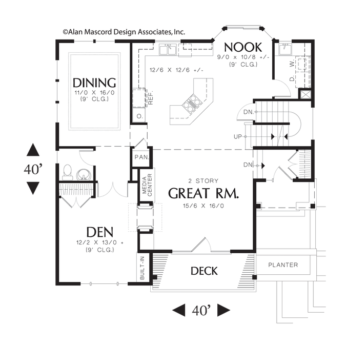 Main Floor Plan image for Mascord Jenkins-Craftsman Floor Plan with Spacious Master Suite-Main Floor Plan