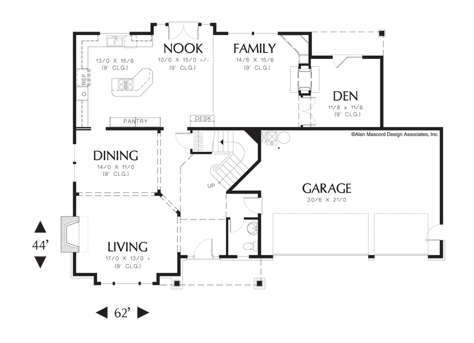 Main Floor Plan image for Mascord Carlton-Country Style 4 Bedroom Plan-Main Floor Plan