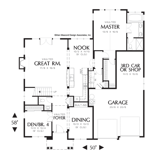 Main Floor Plan image for Mascord Saybrooke-Single Master on Main Plan with a Sunlit Spa-Main Floor Plan