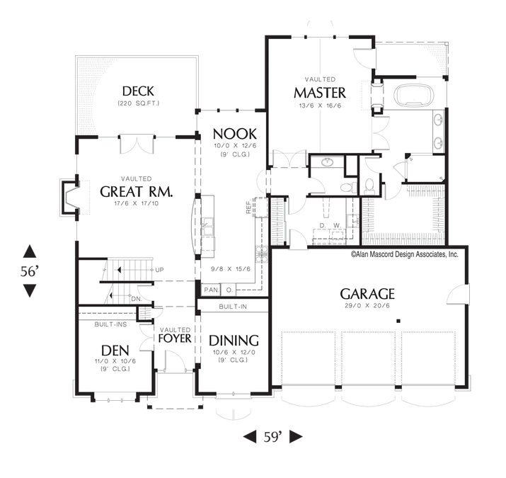 Main Floor Plan image for Mascord Brackenbury-Daylight Basement Plan with Bonus Room-Main Floor Plan
