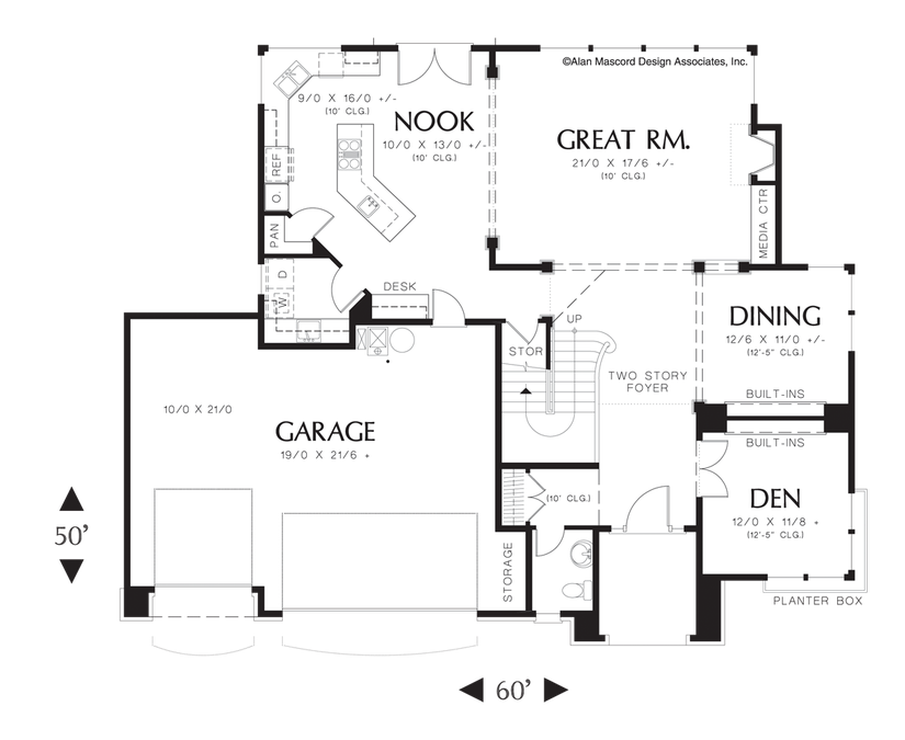 Main Floor Plan image for Mascord Hallock-Grandeur Arched Entry and 3 Car Garage-Main Floor Plan