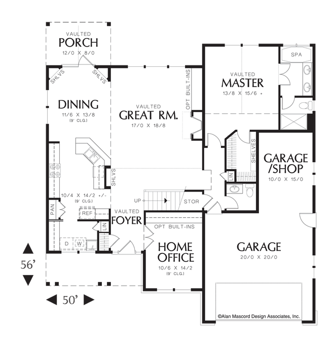 Main Floor Plan image for Mascord Carillion-Huge Great Room and Built-in Options-Main Floor Plan