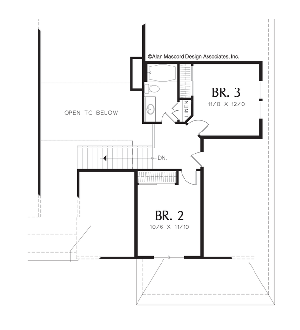 Upper Floor Plan image for Mascord Carillion-Huge Great Room and Built-in Options-Upper Floor Plan