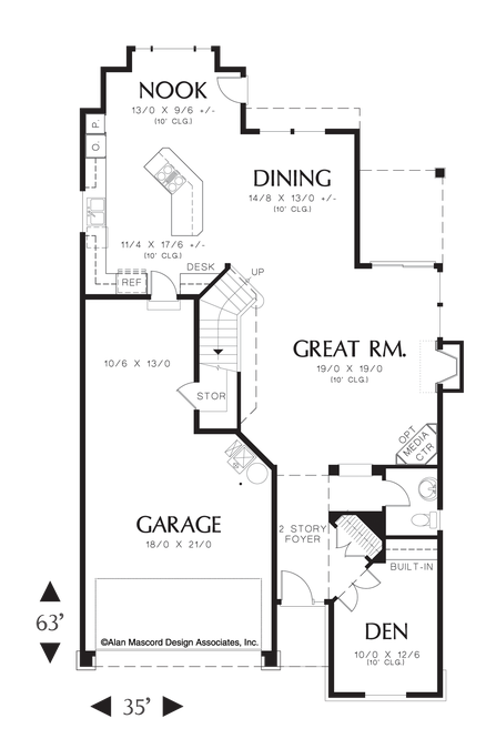 Main Floor Plan image for Mascord Webster-Spacious Flow for Narrow Lot Plan-Main Floor Plan