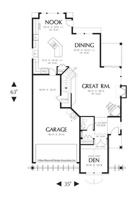 Main Floor Plan image for Mascord Williston-Spacious and Open Narrow Lot Home-Main Floor Plan