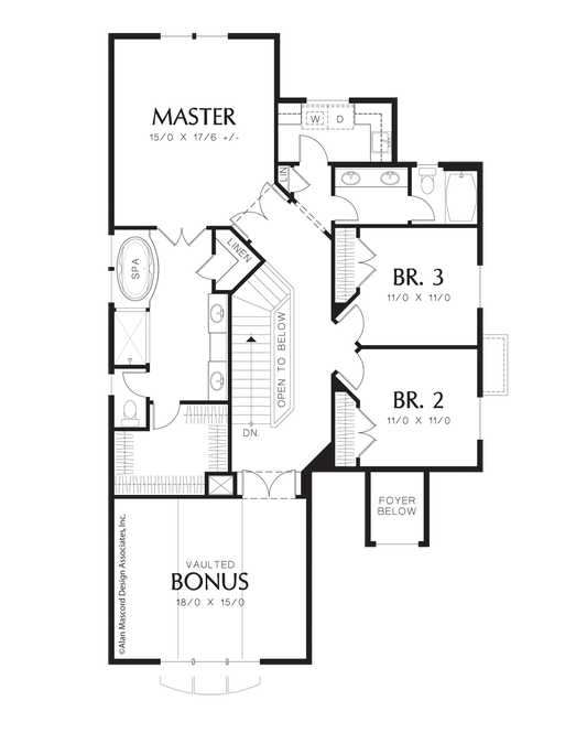 Upper Floor Plan image for Mascord Williston-Spacious and Open Narrow Lot Home-Upper Floor Plan