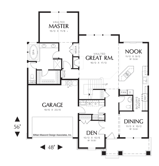 Main Floor Plan image for Mascord Ackley-Cozy European Cottage Plan with Deluxe Master Suite-Main Floor Plan