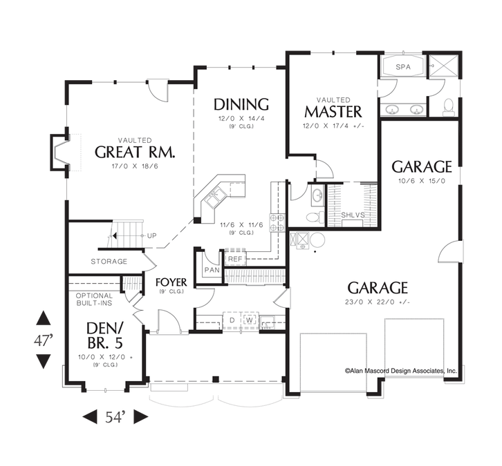 Main Floor Plan image for Mascord Dellwood-4 Bedroom American Farmhouse Style Plan-Main Floor Plan