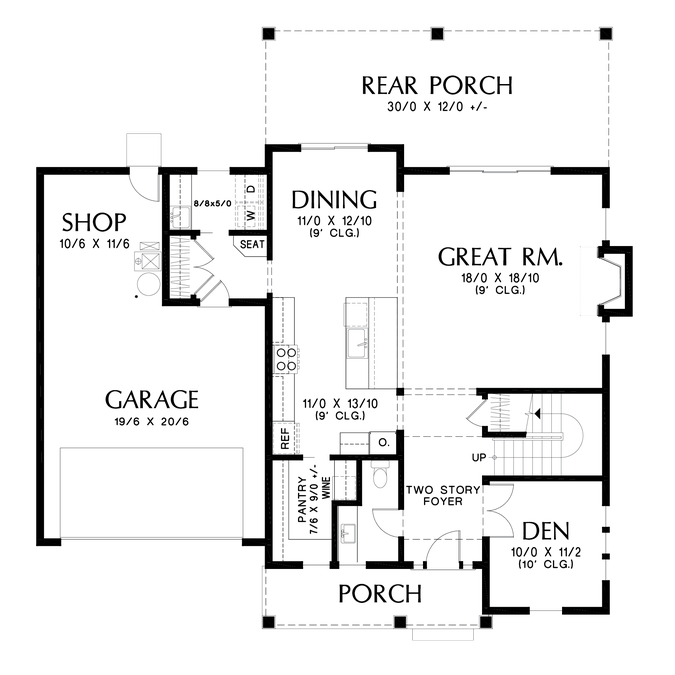 Main Floor Plan image for Mascord Josephine-All the greatness of the Dearborn wrapped in a fantastic Modern Farmhouse-Main Floor Plan