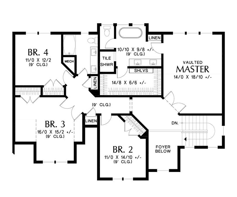Upper Floor Plan image for Mascord Josephine-All the greatness of the Dearborn wrapped in a fantastic Modern Farmhouse-Upper Floor Plan