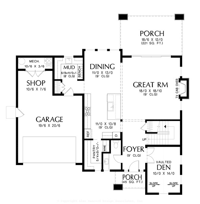 Main Floor Plan image for Mascord Anders-Wonderful Scandinavian Design-Main Floor Plan