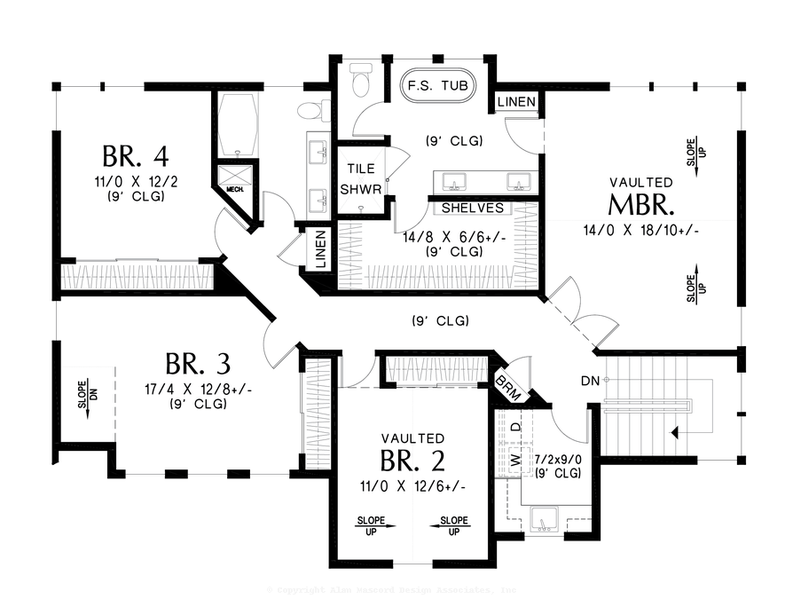 Upper Floor Plan image for Mascord Anders-Wonderful Scandinavian Design-Upper Floor Plan