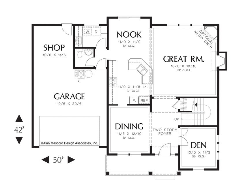 Main Floor Plan image for Mascord Calhoun-Classic Family Plan with 4 Bedrooms-Main Floor Plan