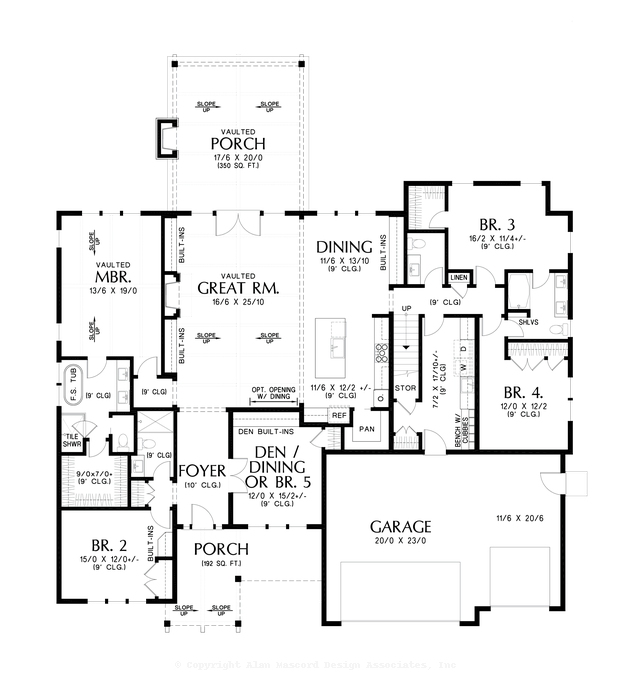 Main Floor Plan image for Mascord Columbia-Attractive House Plan with Great Amenities!-Main Floor Plan