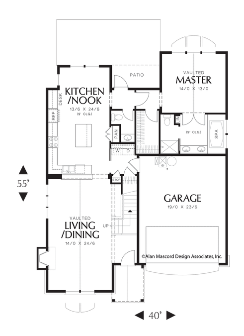 Main Floor Plan image for Mascord Caldwell-Family Plan with 2nd Level Games Room-Main Floor Plan
