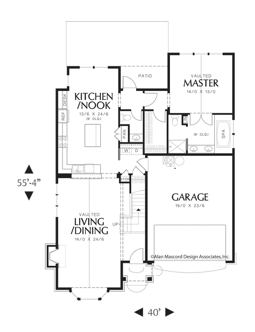 Main Floor Plan image for Mascord Fairfield-Flexible Living/Dining Room in European Cottage Plan-Main Floor Plan