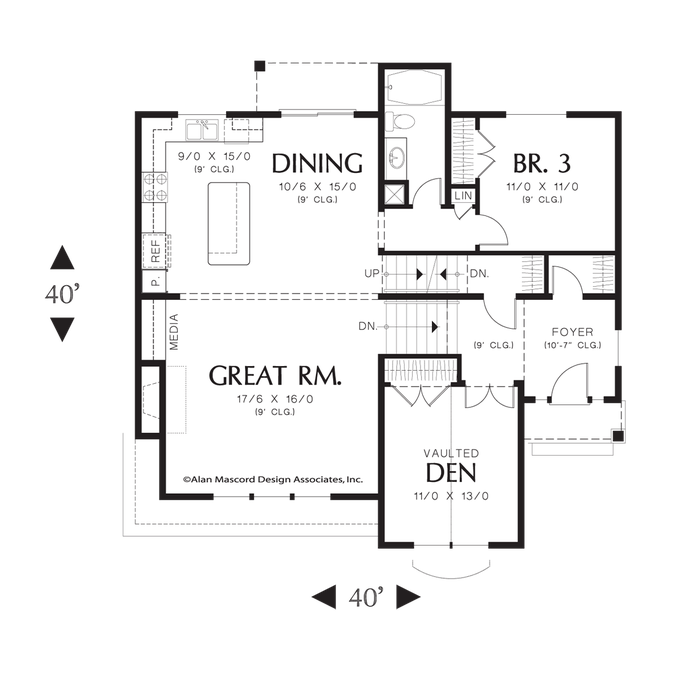 Main Floor Plan image for Mascord Butler-Two Story Living with Garage Under-Main Floor Plan