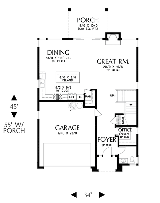 Main Floor Plan image for Mascord Brookside--Main Floor Plan