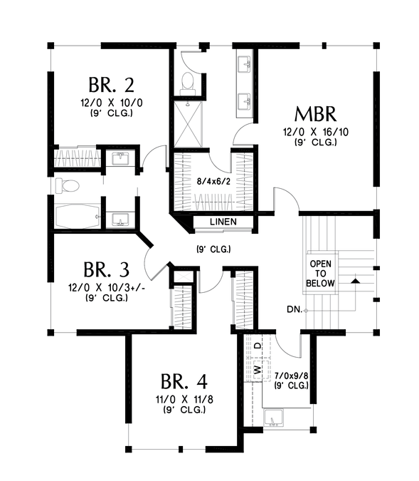 Upper Floor Plan image for Mascord Brookside--Upper Floor Plan