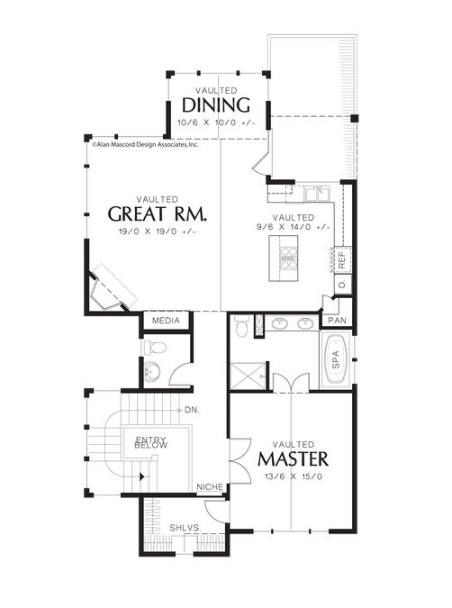 Main Floor Plan image for Mascord Parkridge-View-grabbing Narrow Lot Design-Main Floor Plan