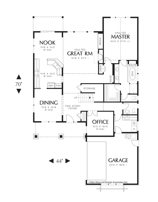 Main Floor Plan image for Mascord Tanglewood-Craftsman Plan full of Amenities-Main Floor Plan