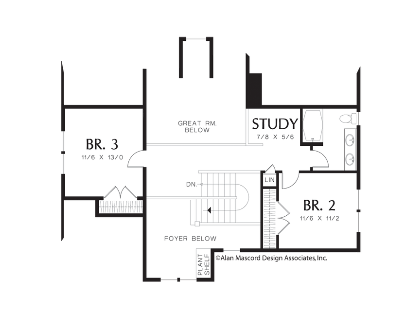 Upper Floor Plan image for Mascord Tanglewood-Craftsman Plan full of Amenities-Upper Floor Plan