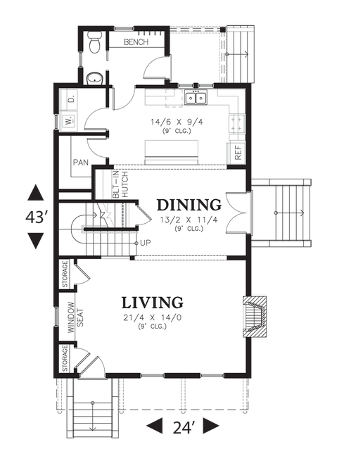 Main Floor Plan image for Mascord Eaton-Coastal Colonial or Cape Cod Style House Plan-Main Floor Plan