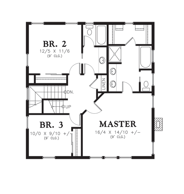 Upper Floor Plan image for Mascord Carrington-Wrap Around Porch and Spacious Layout-Upper Floor Plan