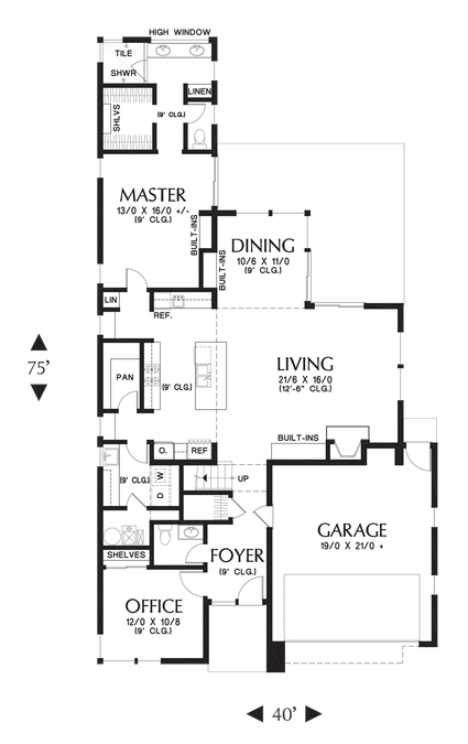 Main Floor Plan image for Mascord Abbott-Spacious Contemporary Home with Upper Level Deck-Main Floor Plan