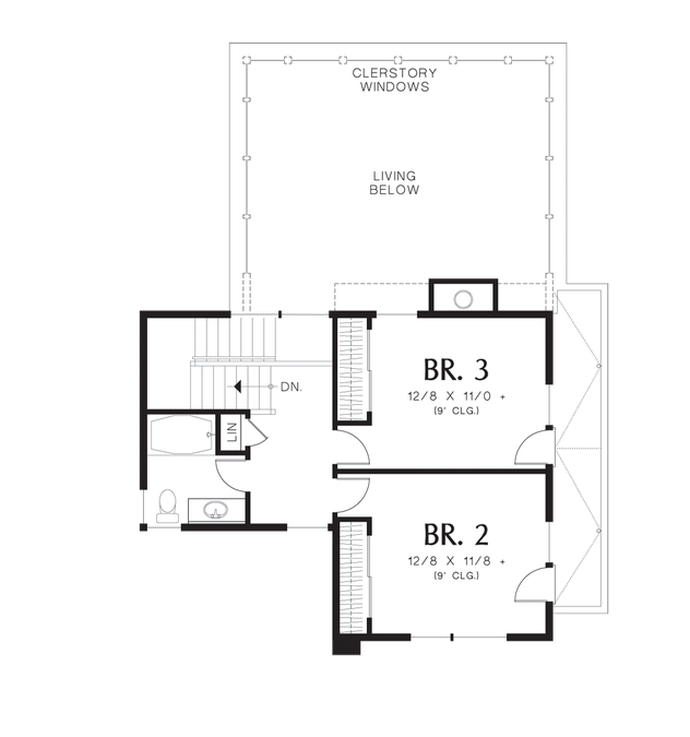 Upper Floor Plan image for Mascord Abbott-Spacious Contemporary Home with Upper Level Deck-Upper Floor Plan