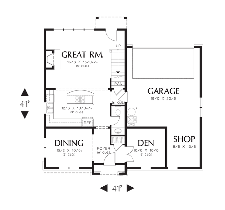 Main Floor Plan image for Mascord Jacksonville-Traditional Elegance, Rear Loading Garage-Main Floor Plan