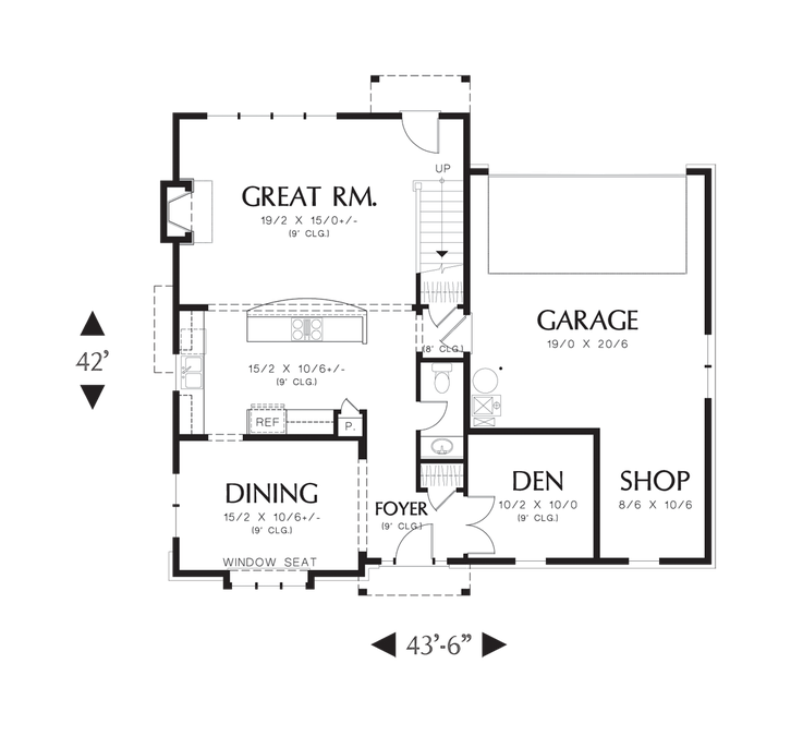 Main Floor Plan image for Mascord Davis-Traditional Neighborhood Design-Main Floor Plan