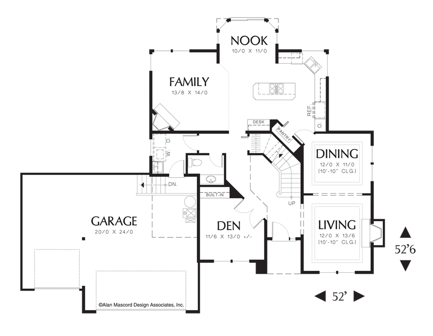 Main Floor Plan image for Mascord Clayton-Comfortable Family Home with Deep Overhangs-Main Floor Plan