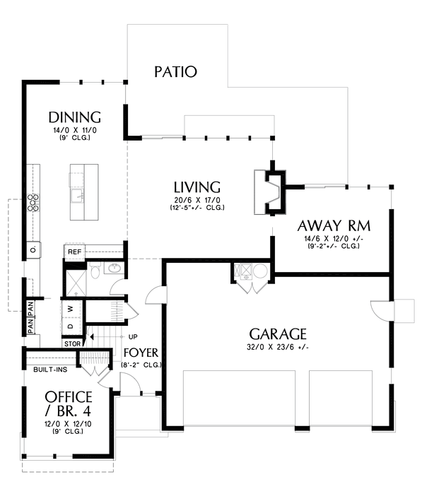 Main Floor Plan image for Mascord Waterbury-Organic Design with Lots of Light-Main Floor Plan