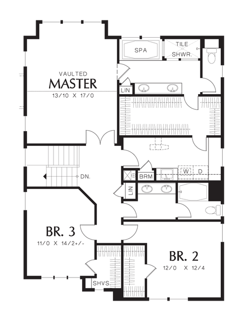 Upper Floor Plan image for Mascord Springwater-Traditional Looks Outside, Smart Design Inside-Upper Floor Plan