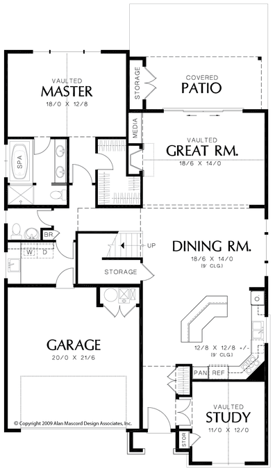 Main Floor Plan image for Mascord Bradley-Great Interior Layout, Extremely Livable Floor Plan-Main Floor Plan