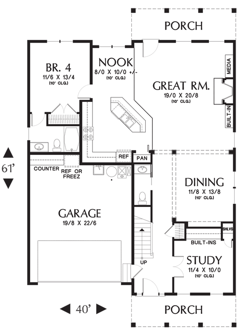 Main Floor Plan image for Mascord Madewood-Old Southern Charm with New Age Convenience-Main Floor Plan