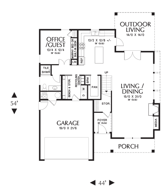 Main Floor Plan image for Mascord Forest Park-Beautiful Design for Life in the City or Country-Main Floor Plan