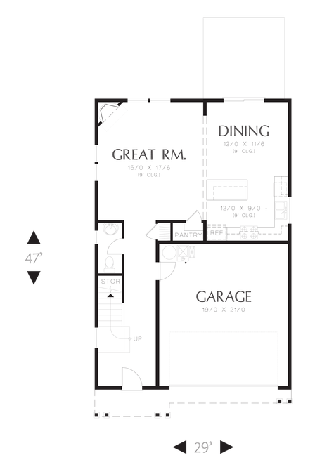 Main Floor Plan image for Mascord Melville-Small Footprint, Large Spacious Family Plan-Main Floor Plan
