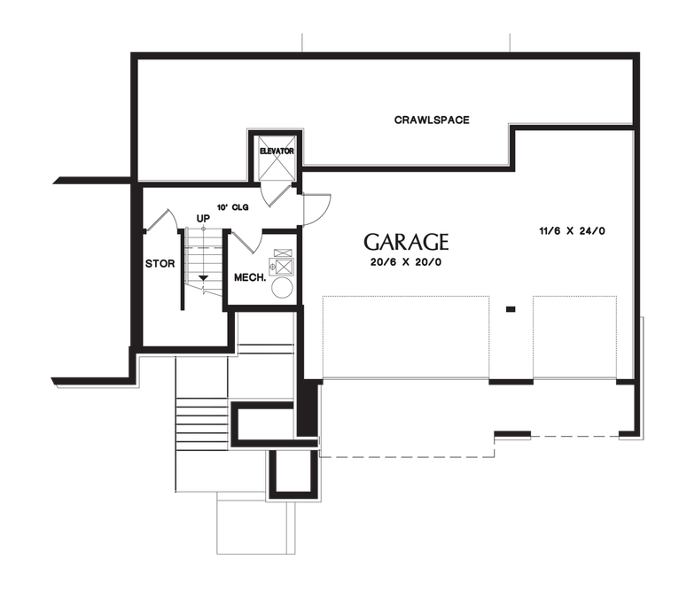 Lower Floor Plan image for Mascord Burbank-Gorgeous Prairie Style Contemporary Home for Sloping Lots-Lower Floor Plan