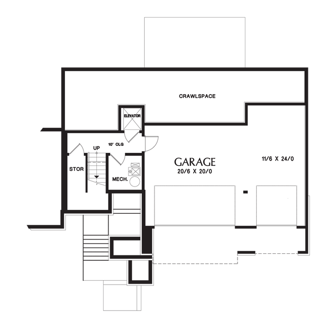 Lower Floor Plan image for Mascord Renicker-Delightful Craftsman for Uphill Sloping Lots-Lower Floor Plan