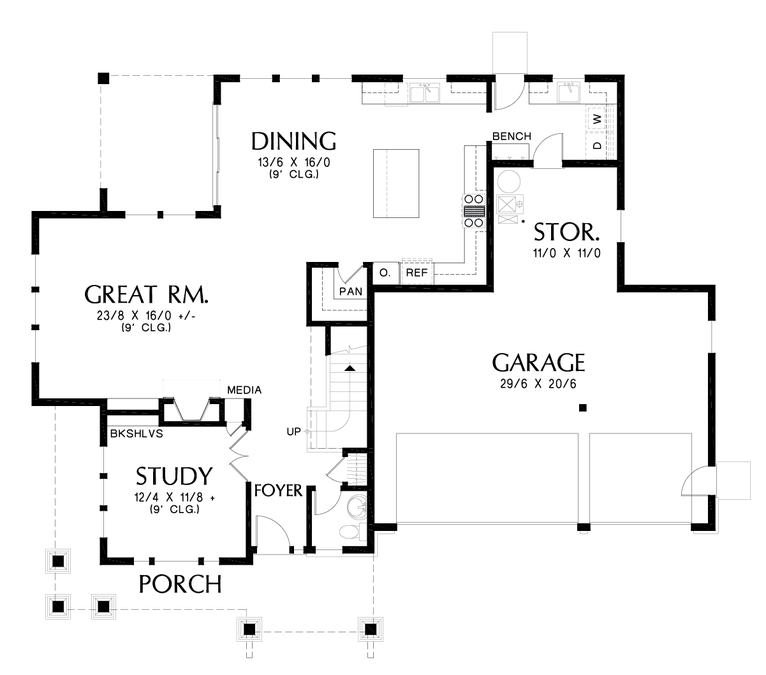 Main Floor Plan image for Mascord Jefferson-Incorporates many changes requested for the 'Hood River'-Main Floor Plan