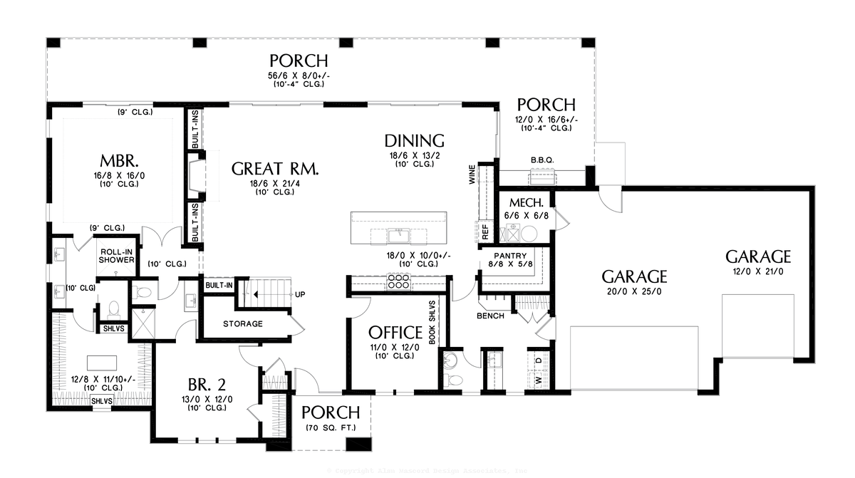 Main Floor Plan image for Mascord Martine-Gorgeous Expansive Prairie Style Home-Main Floor Plan