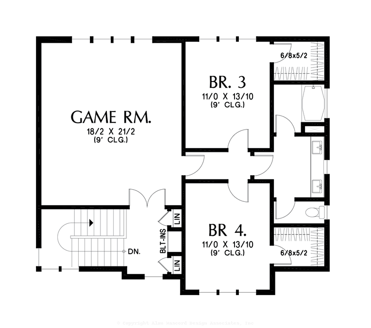 Upper Floor Plan image for Mascord Martine-Gorgeous Expansive Prairie Style Home-Upper Floor Plan