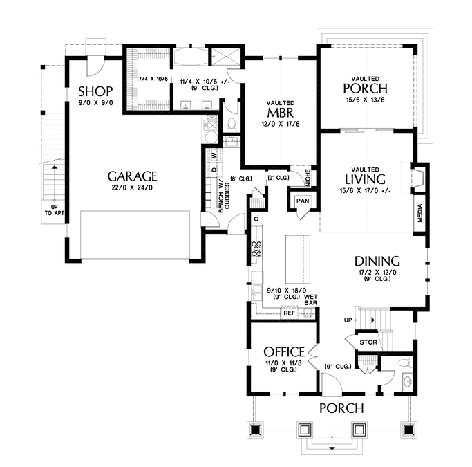 Main Floor Plan image for Mascord Darcy-Appealing Cottage with great Apartment Unit suitable for Rental-Main Floor Plan